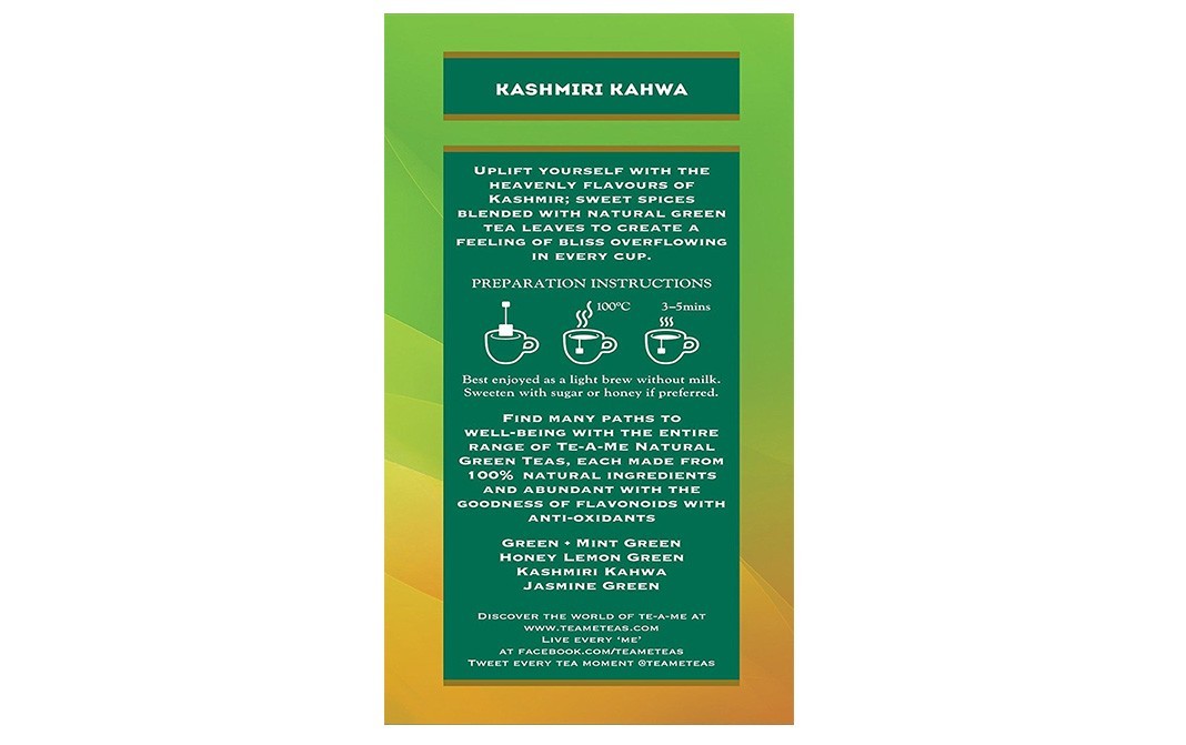 Te-A-Me Kashmiri Kahwa Uplift   Box  25 pcs